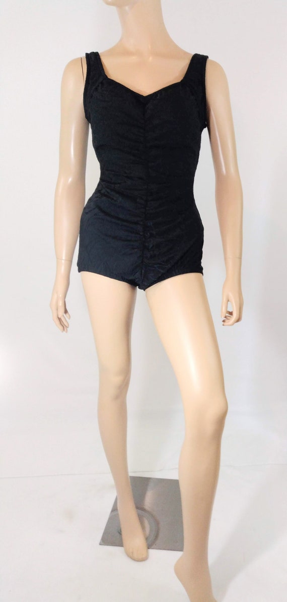 Vintage Swimsuit 60's 70's Women's Black Tiger St… - image 3