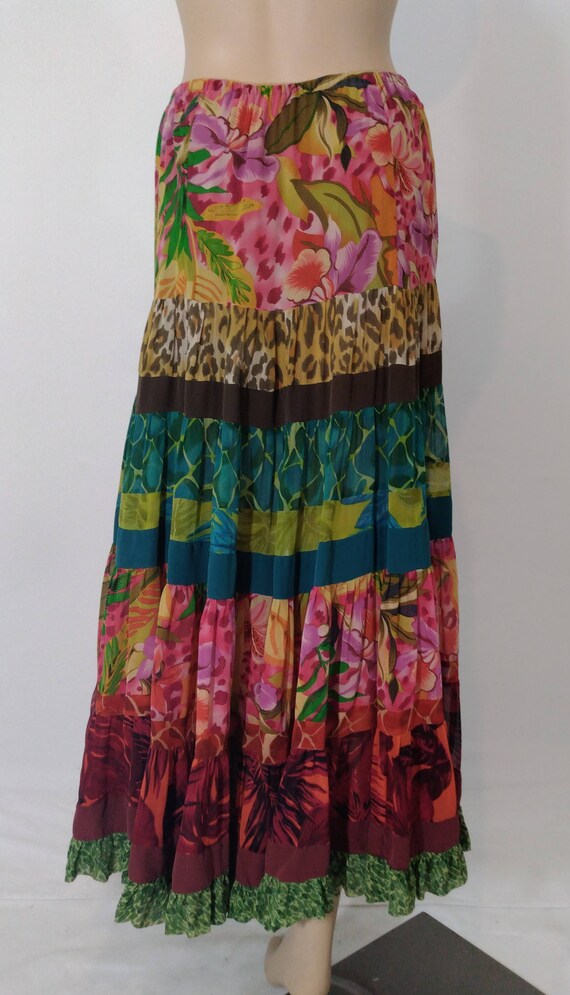 Women's Boho Skirt Hippie Tiered Gypsy Colorful 1… - image 7