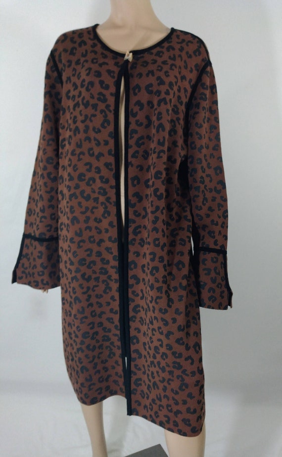 Plus Size Reversible Duster: Brown Leopard Print … - image 3