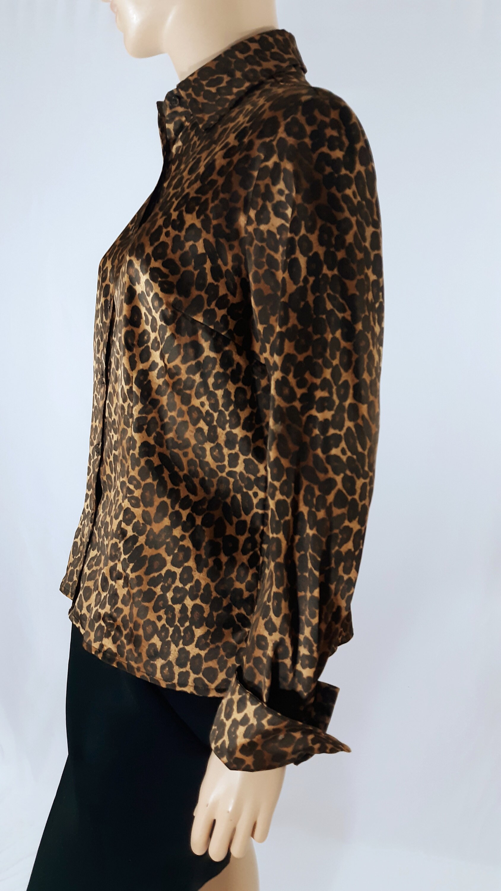 Leopard Print Shirt Women's Blouse Shiny Satin Silky - Etsy