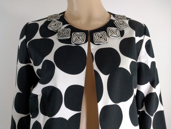 Women's Blazer Jacket Lux Black White Huge Polka … - image 1