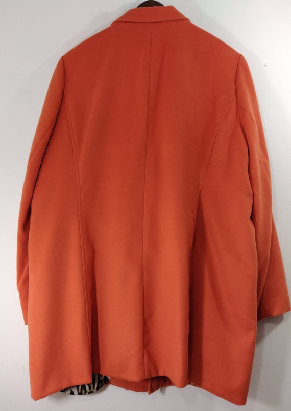 Women's Orange Coat Orange Overcoat Leopard Print… - image 10