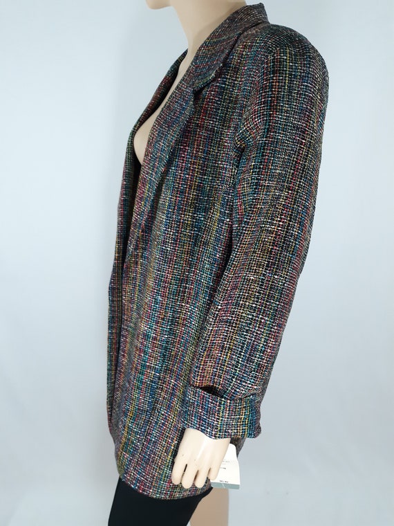 90's Women's Blazer Jacket Textured Woven 100% Ra… - image 7