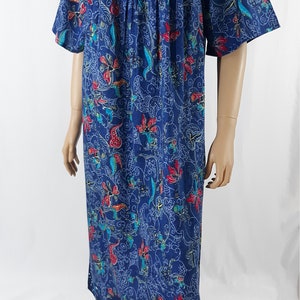 Women's Night Gown Caftan 80's Blue Floral Print 100% - Etsy