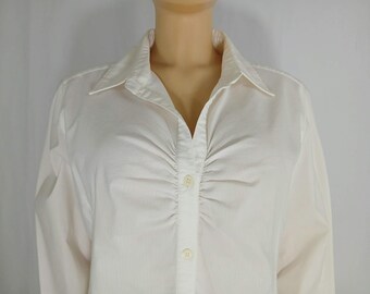 Plus Size White Blouse, Long Sleeve, Vintage by ALFANI Size 16