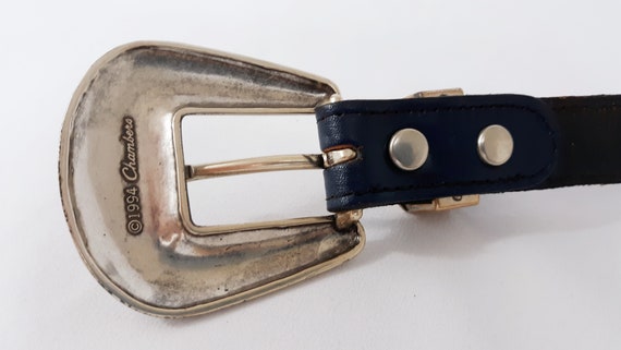 Vintage Python Belt: Rainbow Texture, Big Silver … - image 8