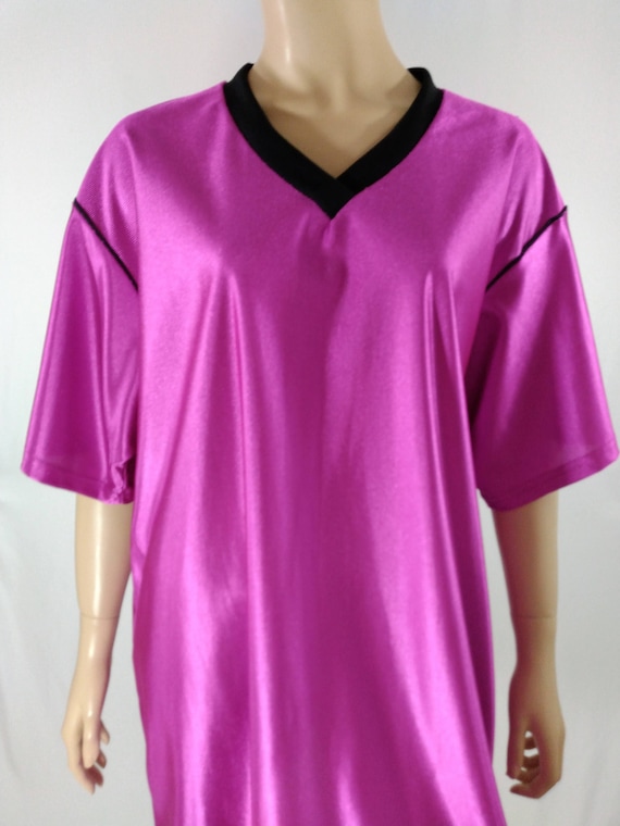 80's Satin Top Women's Unisex Sporty Silky Neon E… - image 1