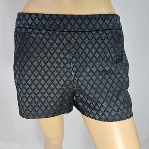 Black Shorts Women&#39;s Shorts Black Shorts Fitted Waist Pockets 67% Stretch Cotton Embossed Like New Condition Vintage by DEFINITION Size 12