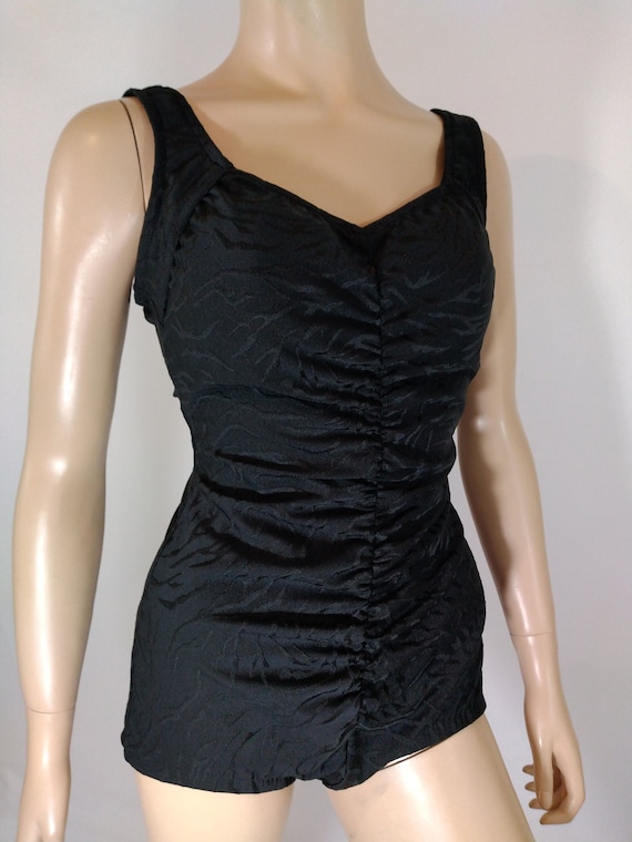 Vintage Swimsuit 60's 70's Women's Black Tiger St… - image 1