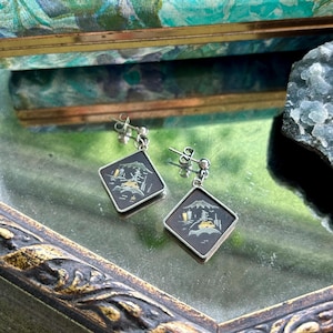 Vintage Japanese Damascene Earrings
