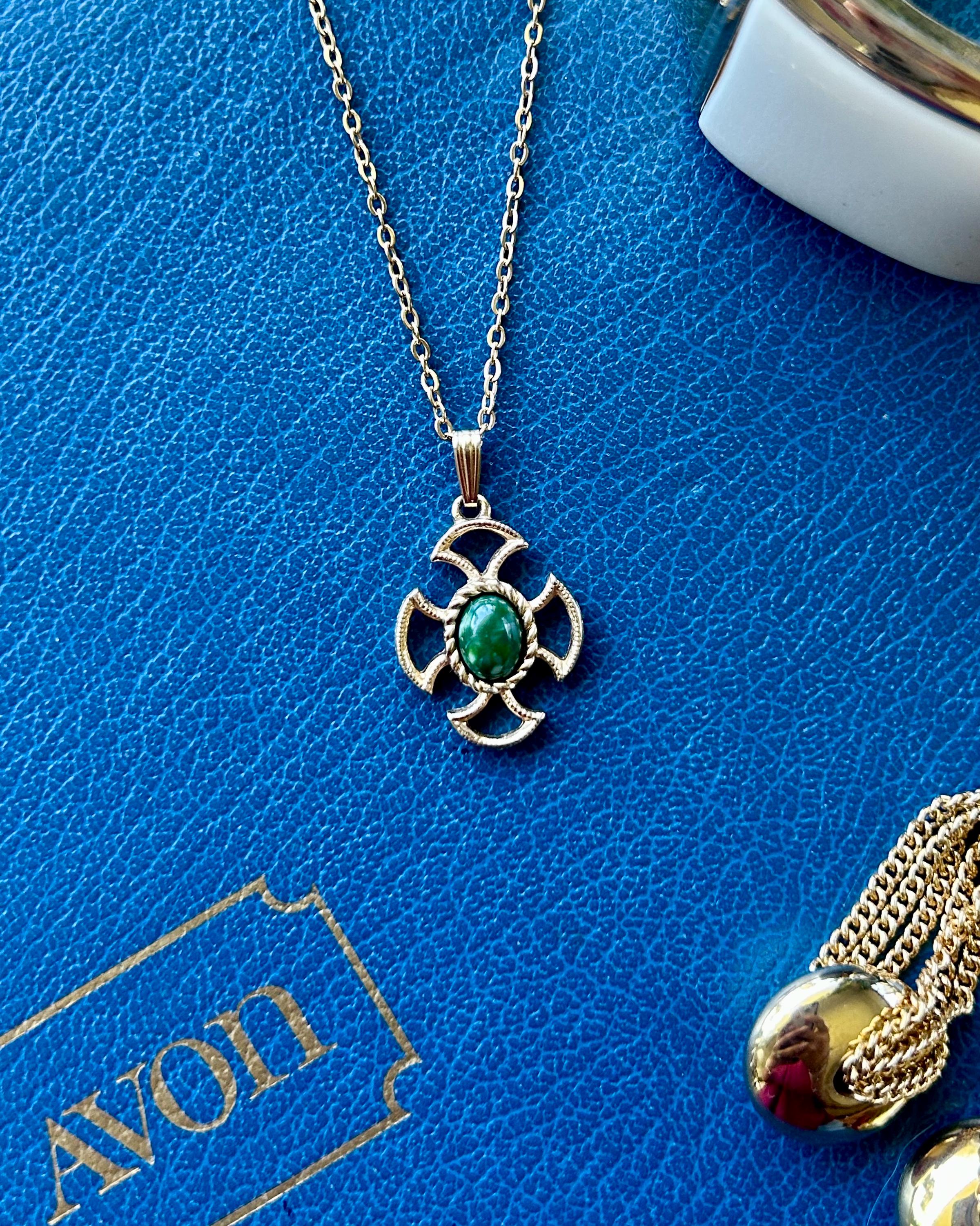 Vintage Avon Gold Tone Cross Necklace
