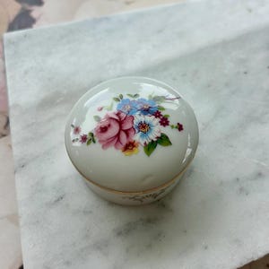 Vintage Floral Porcelain Trinket Box