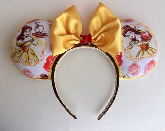 Beauty inspired Mouse Ears, Belle Mouse ears, Belle Ears, princess Mouse Ears