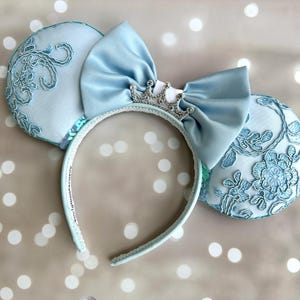 Cinderella inspired Mickey Ears, Blue Lace Cinderella Ears, Princess Mouse Ears, Cinderella 75th Anniversary,