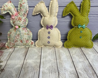 Handmade Easter Bunny, Fabric Easter Bunny, Easter Decor