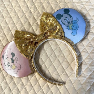 Gender Reveal Mouse Ears: Blue & Pink Sequin Headband