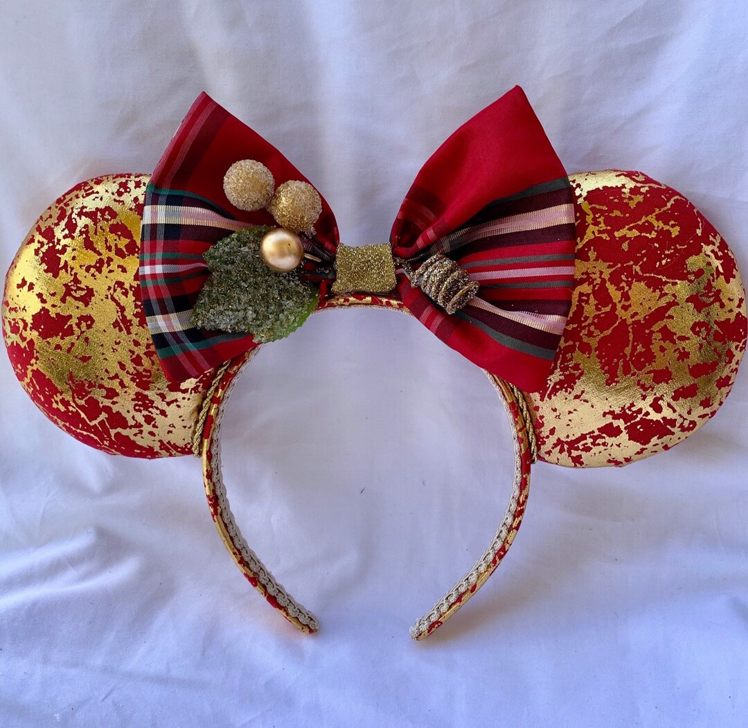 Red and Gold Mickey Ears Red and Gold Disney Ears Christmas Etsy
