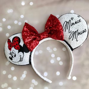 Classic Mouse ears, White sequin Minnie Mouse ears, Mouse ears