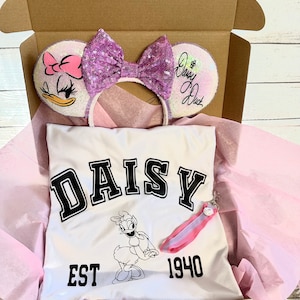 Set regalo Disney, set di magliette e porta orecchie - Set coordinato principessa - Set coordinato Daisy, scatola regalo di San Valentino