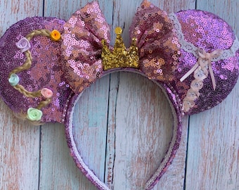 Orejas de lentejuelas de Rapunzel: diadema inspirada en la Princesa Tangle