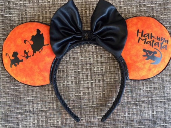 New York Couture *One of a Kind* HAKUNA MATATA Mouse Ears Tie Headband Lion King Inspired Mouse Ears, Hakuna Matata Ears,mouse Ears  main image 3