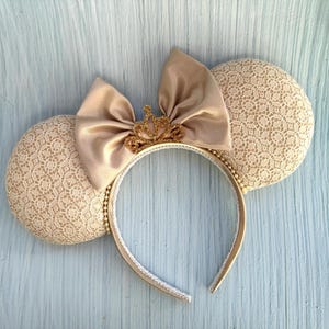 Lace Mouse Ears, Beige Lace Mouse Ears, Vintage Mouse Ears, Crown Mouse Ears, Mouse Ears, Vintage inspired Mouse Ears