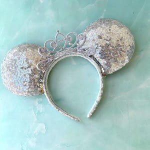 Silberne Mauseohren Pailletten: Prinzessin Haarreif