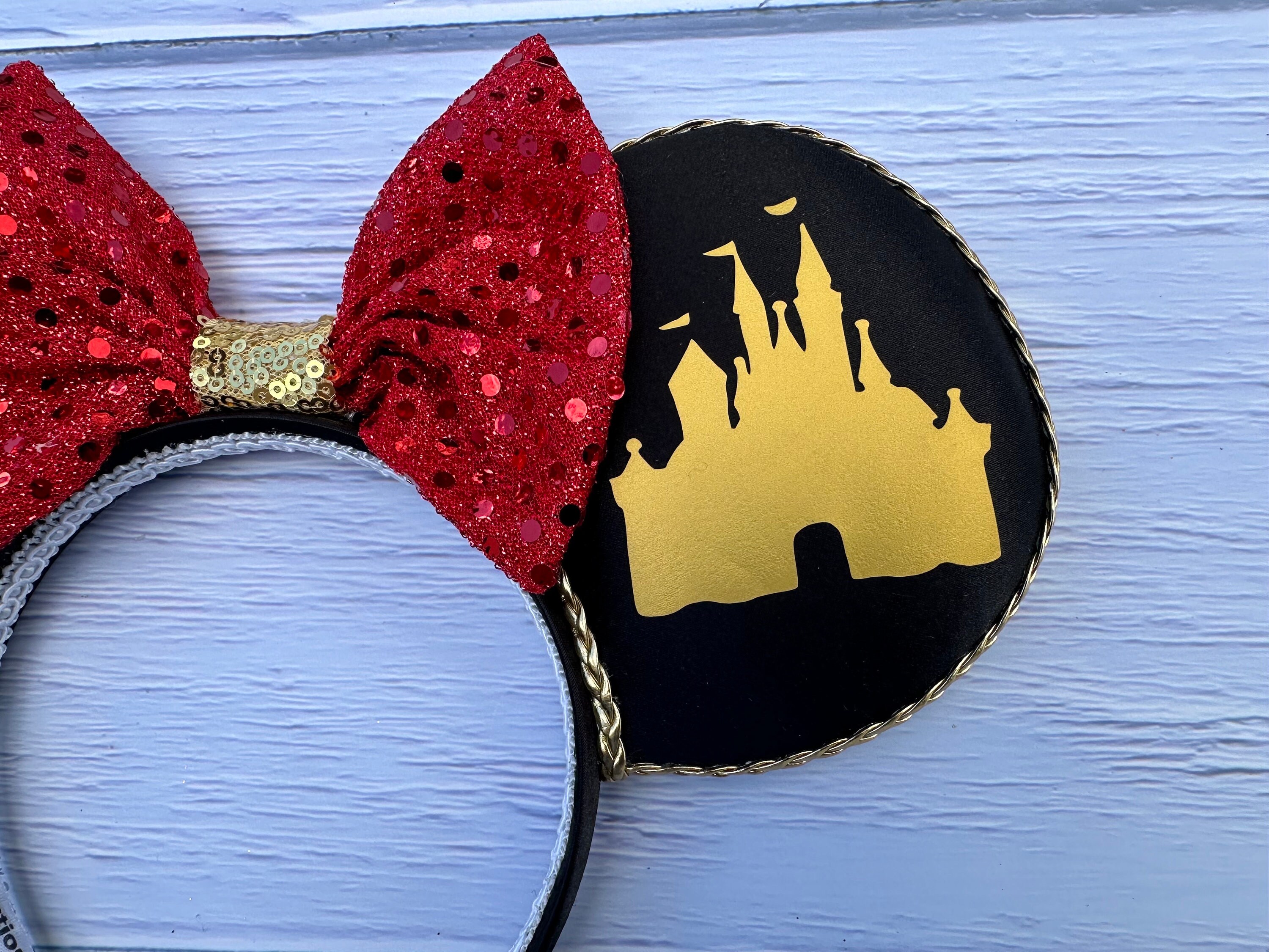 Women Red 2 Sequin Handmade Mickey Mouse Headband 2 Pieces Shiny Sequin Mouse Ears Headband for Women, Girls & Kids  main image 3