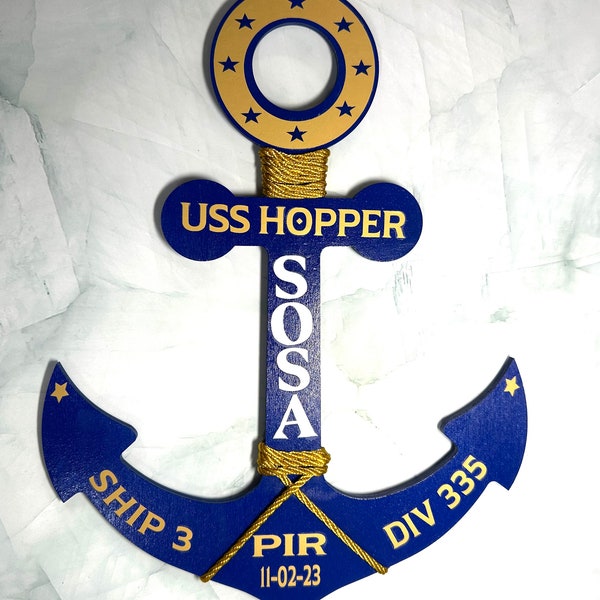 PIR Graduation Anchor, Navy Door Hanger, NAVY Anchor for graduation, NAVY personalized Anchor