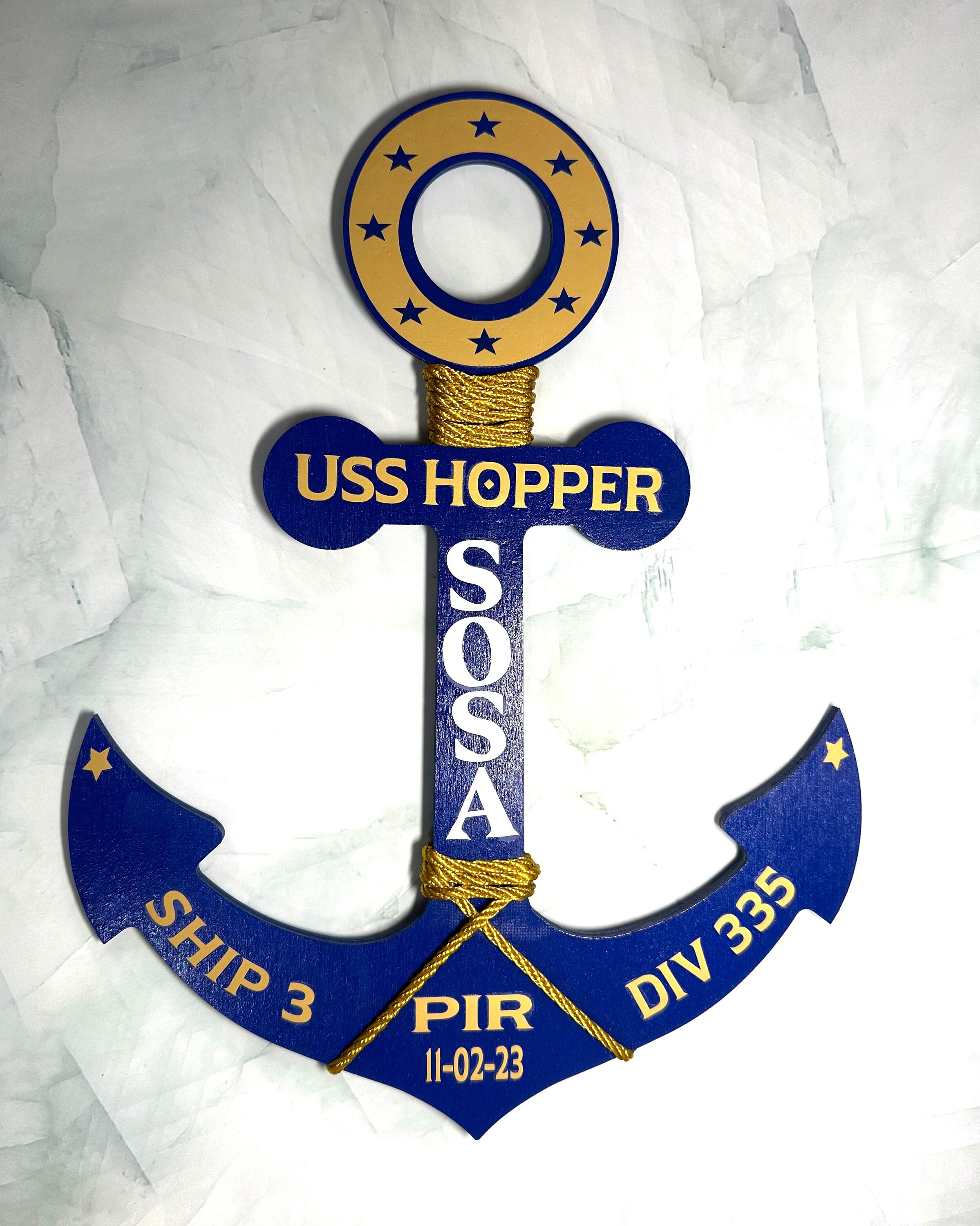 PIR Graduation Anchor, Navy Door Hanger, NAVY Anchor for graduation, NAVY personalized Anchor