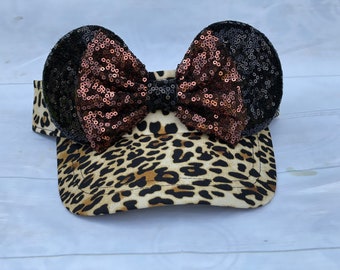 Mouse Ears Visor, Ears Visor, Animal print ears