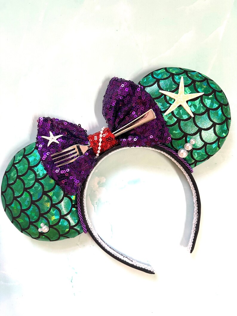 Mermaid inspired Minnie Ears, Ariel Ears, Mouse Ears, Animal Kingdom Ears image 4