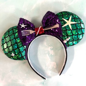 Mermaid inspired Minnie Ears, Ariel Ears, Mouse Ears, Animal Kingdom Ears image 1