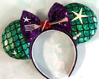 Mermaid inspired Minnie Ears, Ariel Ears, Mouse Ears, Animal Kingdom Ears