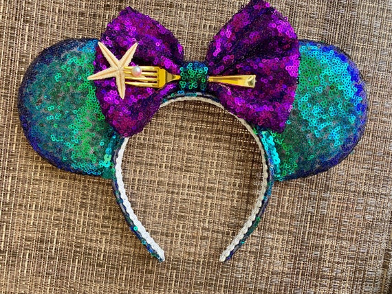 Disney Little Mermaid Inspired Ears Mermaid Ariel Purple Iridescent Disneyland Minnie Ear  main image 4