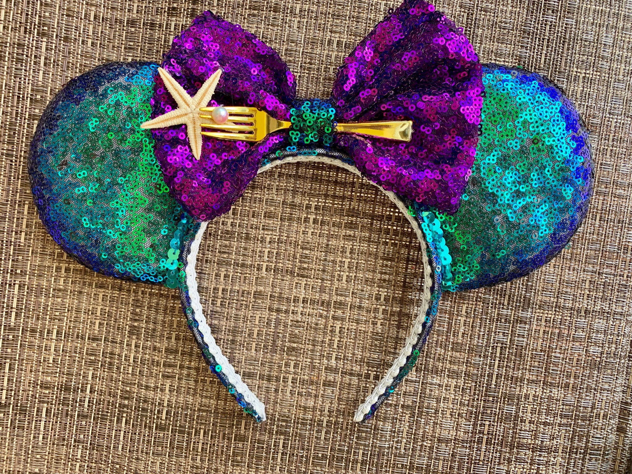 Little Mermaid Inspired Mickey Ears- Women Ariel Sparkle Mickey Ears - Little Mermaid Sparkle Ears  main image 2