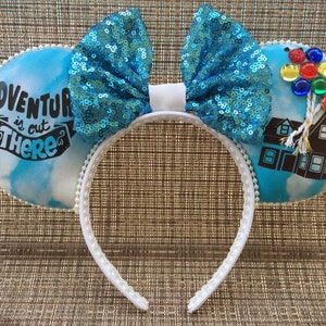 Up Mouse Ears: Rhinestone Sequin Bow, Adventure Theme Park Headband