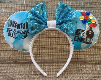 Up Mouse Ears: Rhinestone Sequin Bow, Adventure Theme Park Headband