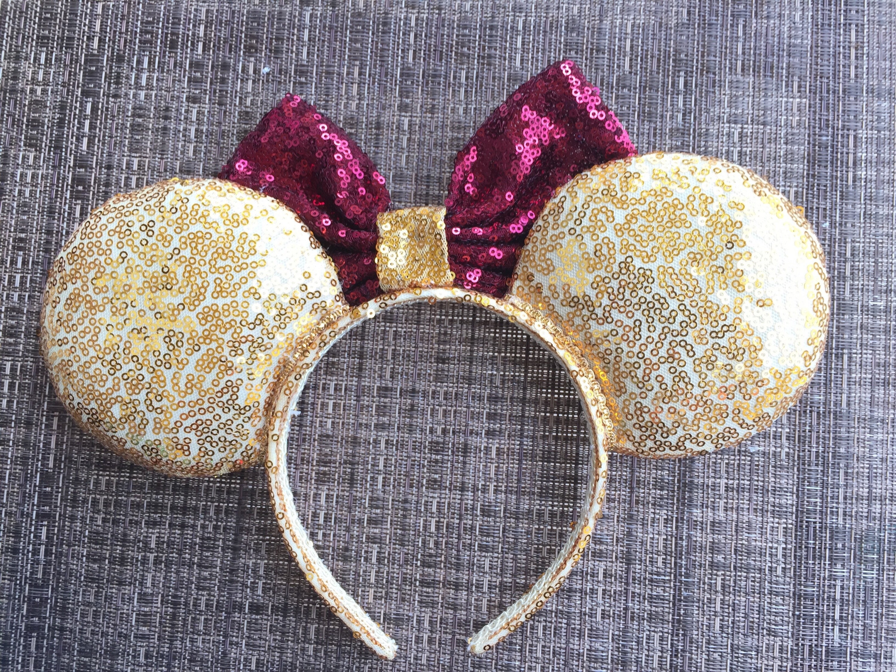 Gold Sequin Minnie Mouse Ears Sparkle Mickey Mouse Ears - Etsy