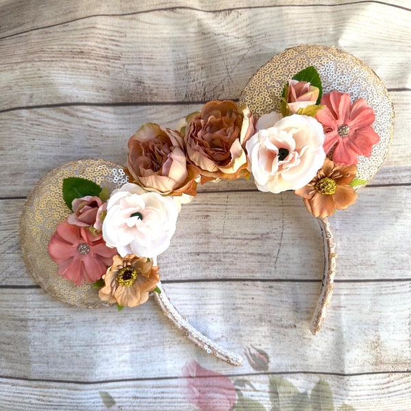 Sequins Floral Mickey Ears: Epcot Flower Garden Headband