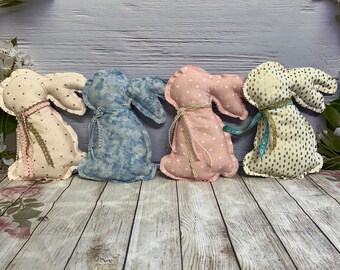 Handmade Easter Bunny, Fabric Easter Bunny, Easter Decor, Easter Basket filler