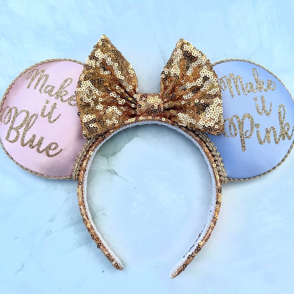 Make it Pink Make it Blue Mouse Ears, Sleeping Beauty Ears, Aurora Ears, Gender Reveal  Ears