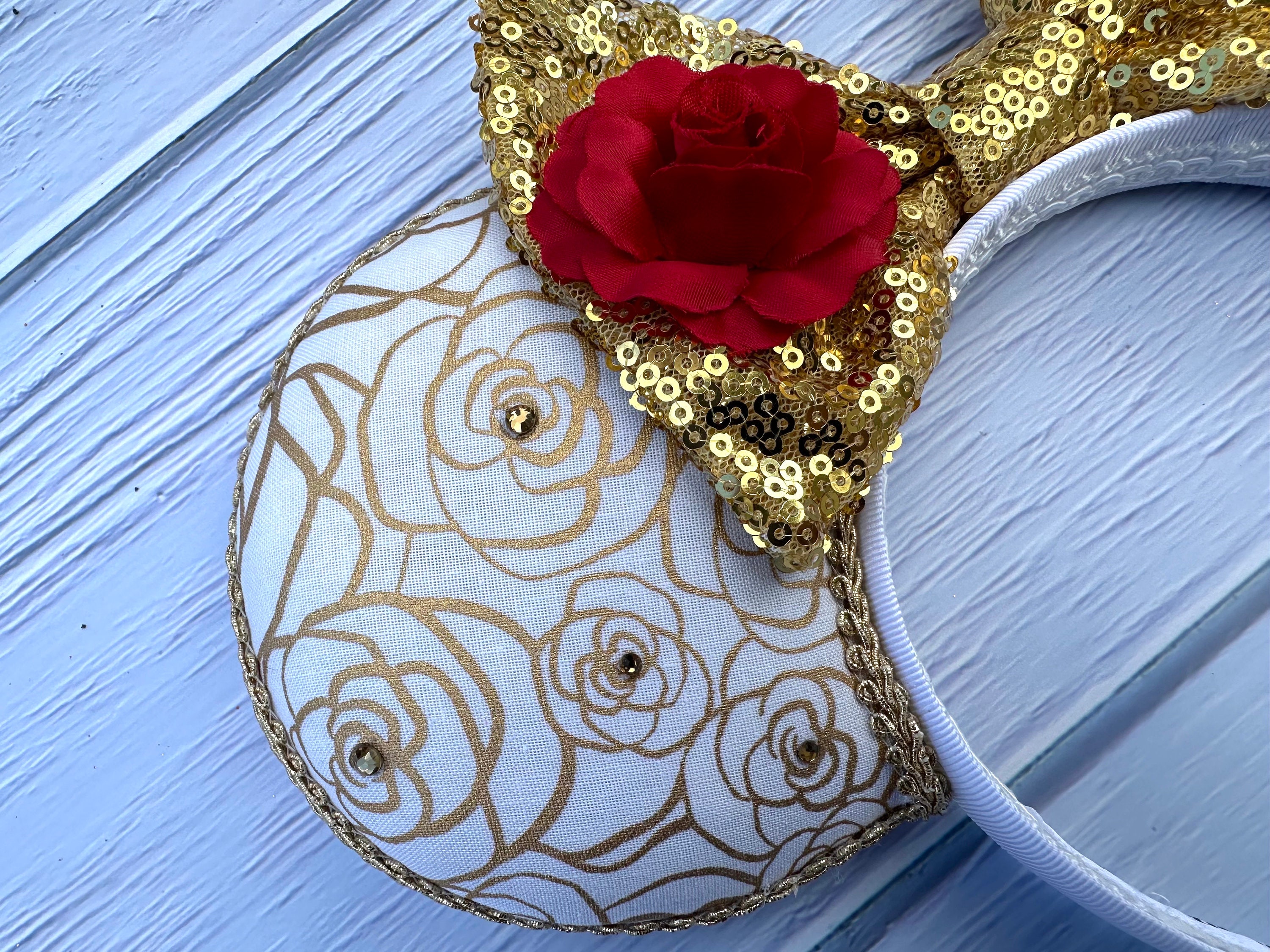Belle Mickey Ears: Gold Rose, Beauty and the Beast Inspired  display picture 1