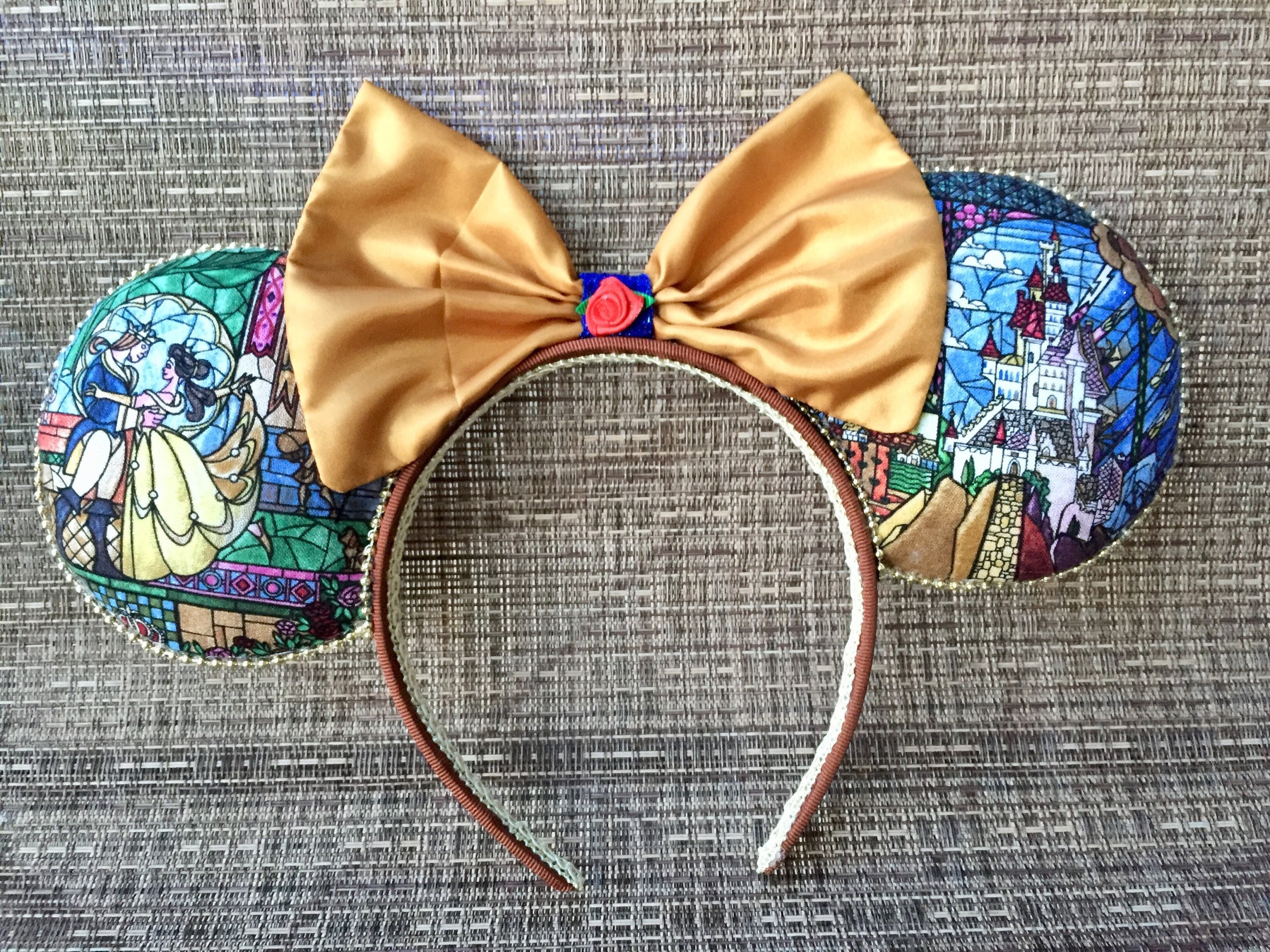 Disney Park Bow Mickey Belle Beauty and the Beast Minnie Mouse Ears Headband