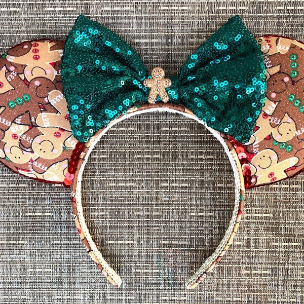 Gingerbread Cookies print Mouse Ears, Gingerbread Cookies Mouse Ears, Christmas Mouse Ears, Holiday Mouse Ears