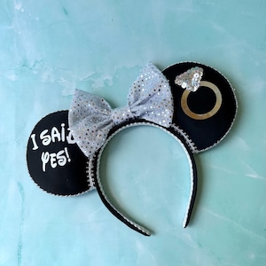 Engagement Mouse Ears: Sequin Bow, Bride to Be Headband