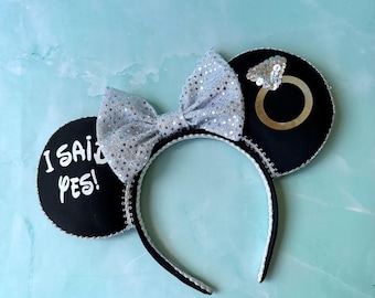 Engagement Mouse Ears: Sequin Bow, Bride to Be Headband