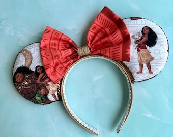 Moana Mouse Ears: Handcrafted Princess Inspired Headband