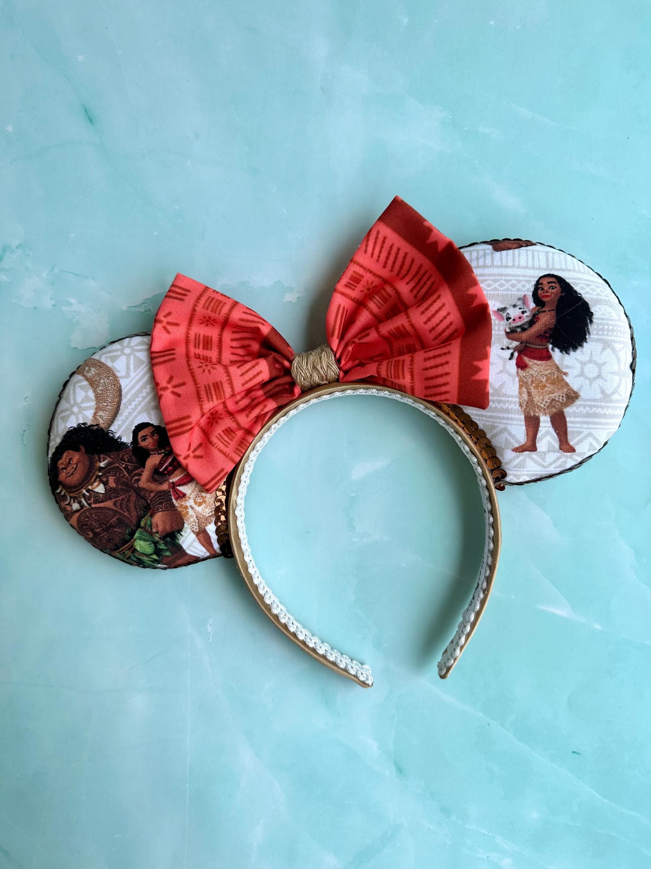 Disney Moana Aztec Mouse Ear Headband with Bow Moana Mouse Ears, Minnie Ears, Disney Headband - Etsy main image 3