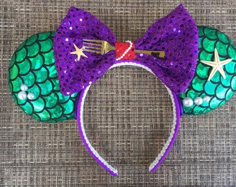 Kleine Meerjungfrau inspirierte Minnie Ohren, Ariel Minnie Ohren, Mickey Ohren, Minnie Ohren, Disney Ohren, Animal Kingdom Ohren